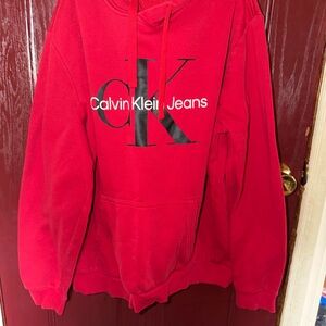 Calvin Klein Jeans Bright Red CK Logo Pullover Hoodie